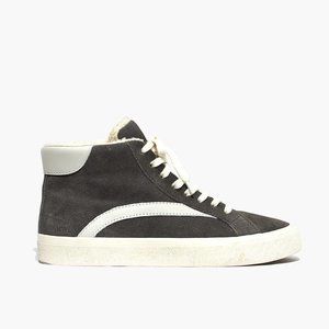 Madewell Sidewalk High-Top Sneakers in Suede & Sherpa